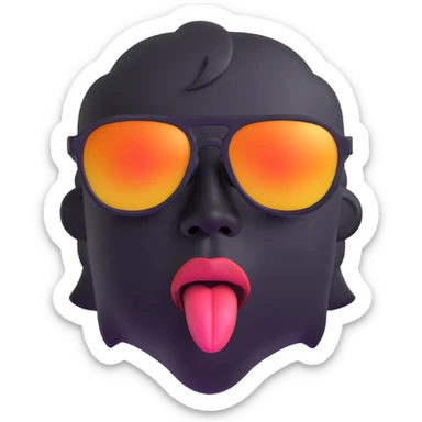 face with sunglasses, tongue out, looking overheated sticker