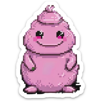smiling pink poo with happy face sticker
