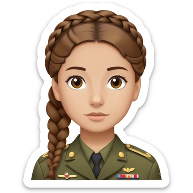 Girl in OCP military with French braid brown hair sticker