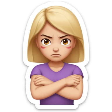 angry face girl emoji with arms crossed over each other in front emoji sticker