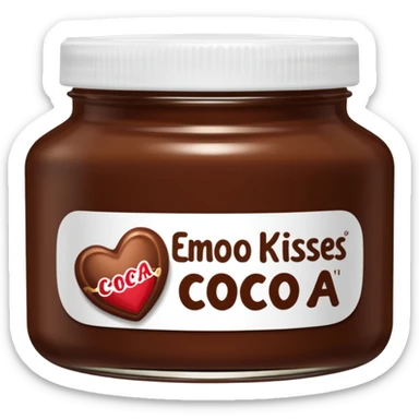 Jar of hazelnut chocolate spread and make the label say cocoa kisses  sticker