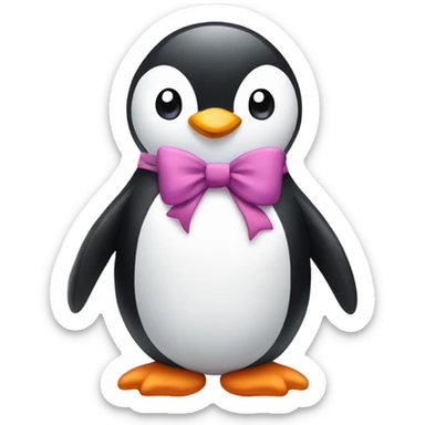 A cute penguin with a bow on its head sticker