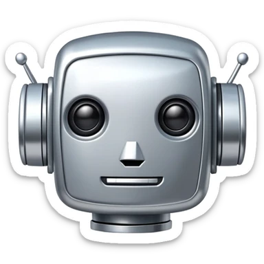 a cute boxy robot head winking sticker