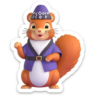 squirrel wearing a yarmulke and tallit sticker
