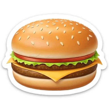 single hamburger bun with smooth golden-brown top, lightly domed, sprinkled with white sesame seeds, bottom half flatter with soft pillowy texture and clean edge, no meat or filling, apple emoji style, soft lighting, subtle shadows, emoji scale sticker