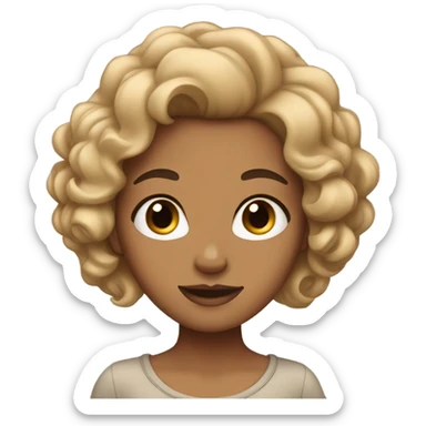Tan girl with curled black and blonde hair sticker