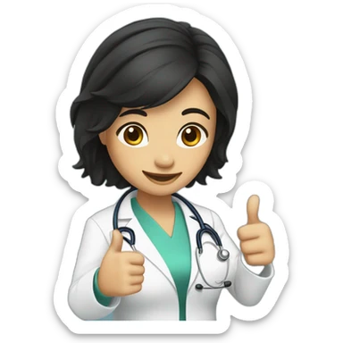 doctor girl with dark hair thumbs up sticker