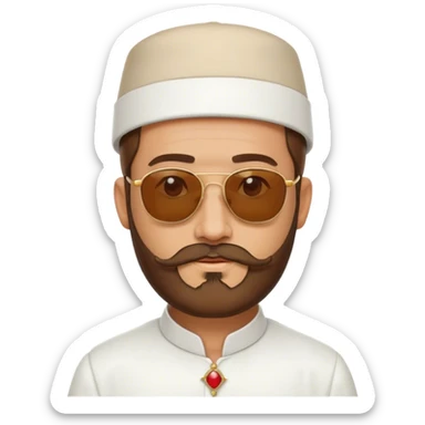 Man with fez hat, beard, sunglasses and top-buttoned white shirt sticker