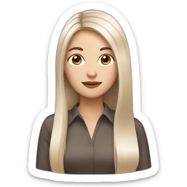 White women with dark brown eyes and long straight brown hair sticker