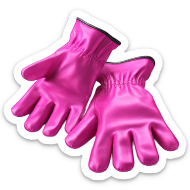 Realistic metallic hot pink work gloves isolated.  sticker