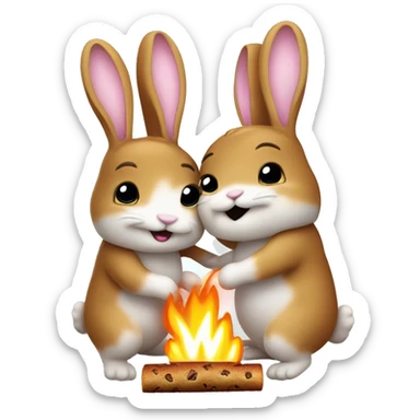 2 bunnies being huged by a smore sticker