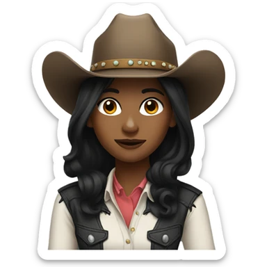 cowgirl portrait with black hair sticker