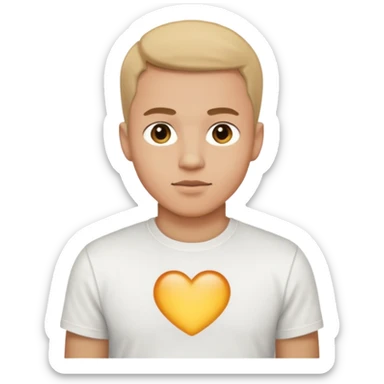 A man, shot from the center of his chest, but wearing a T-shirt, light skin tone sticker