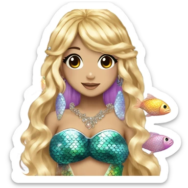 mermaid hime gyaru girl with fish scales sticker