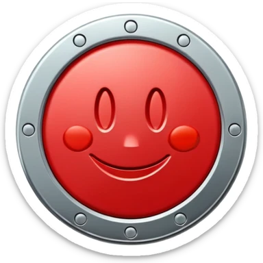 Red token or coin with a capital letter T and a smiling face sticker