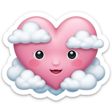 pink heart + cloud sticker