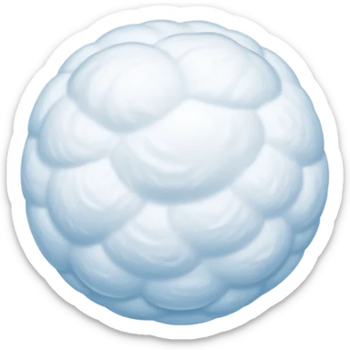 fluffy round snowball with light blue and white wind trail showing motion, soft powdery texture, slightly irregular shape, iOS emoji style, clean design, subtle highlights sticker