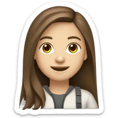 programmer girl with brown hair with grey eyes light skin thumbs up sticker