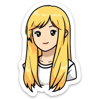 long straight blonde wig sticker