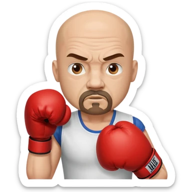 White middle age boxer goatee bald head sticker
