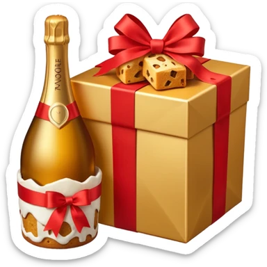 pacco natalizio panettone più spumante sticker