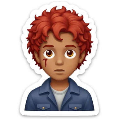 Zombeteiro boy Red big wavy hair Brown eyes sticker