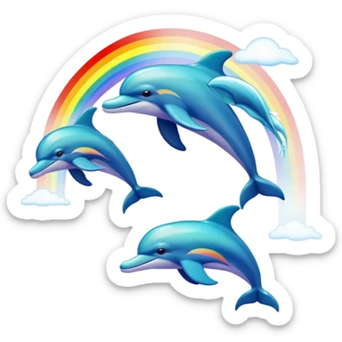 Dolphins over a rainbow  sticker