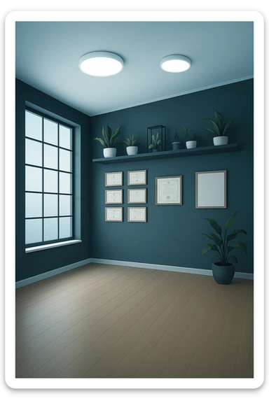 faMMI QUESTA STANZA SENZA LE PERSONE E SENZA LETTINO, SOLO LA STANZA. FALLA MOLTO PIù LUMINOSA CON LUCI PIù FREDDE E MODERNE, NON LUCI GIALLE sticker