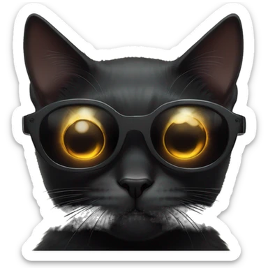 Black cat with cyberpunk sun glasses being adored by a human  sticker