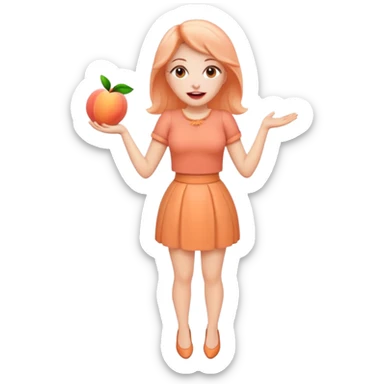 Excited pursed lip full body emoji with peach instead of waist sticker