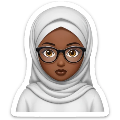 pretty bratz baddie, dark skin, hijabi with glasses sticker