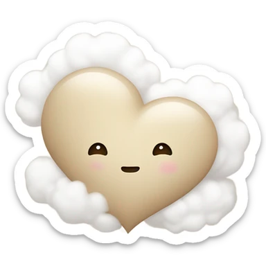 beige heart + cloud sticker