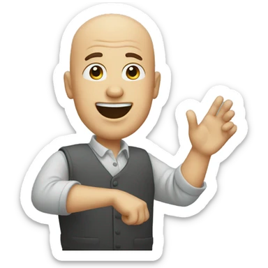 baldman raising hand sticker