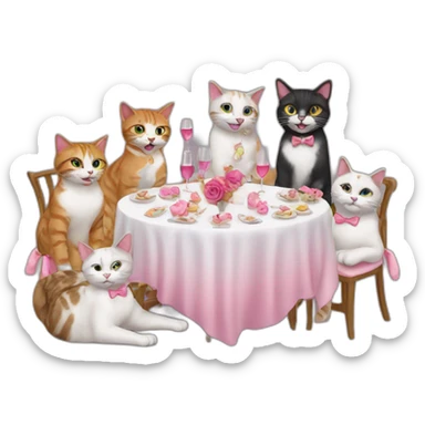 Cats having a bachelorette party  sticker