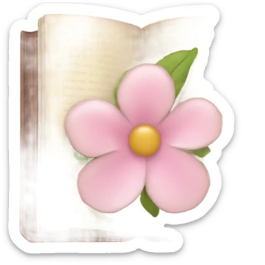 Beige Open book with light pink flower inside sticker