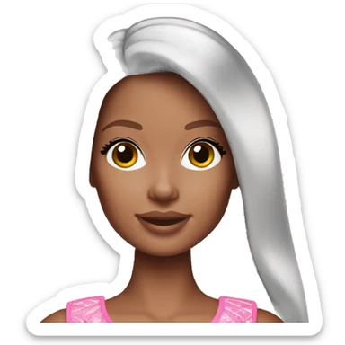 Barbie doll brown hair sticker