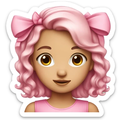 pink cute girl with a bow sticker