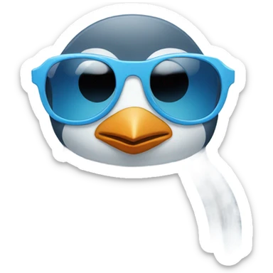 Make me a light blue penguin with sunglasses sticker
