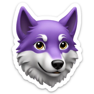 loup violet simple qui sourit ou qui dit merci sticker
