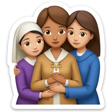 Hugging one carmelitan sister and one woman  in different clothes sticker