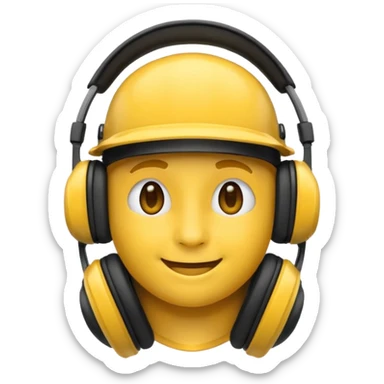 un emoji qui écoute de la musique avec un casque audio avec un léger sourire sticker