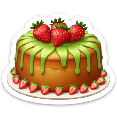 Strawberry poundcake with strawberries apple emoji  sticker