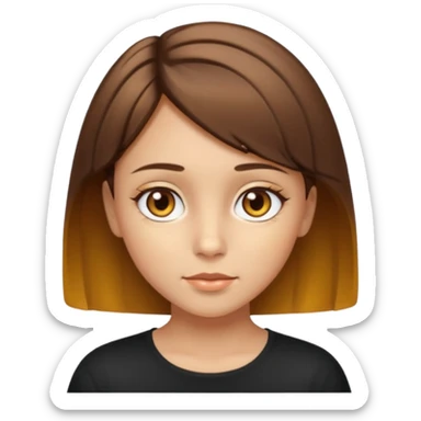 A young girl with short brown hair, her eyes should be hazel, her skin should look gold sticker