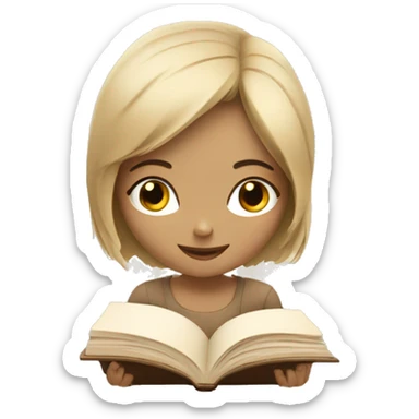 Girl reading a book. In beige tones  sticker