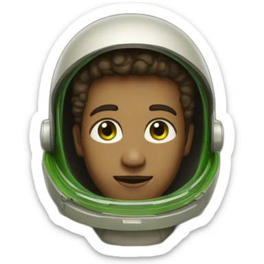 the man is a star with big green eyes. Dressed in a khaki spacesuit with gold accents sticker