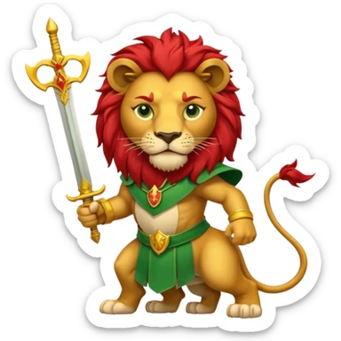A lion with a sword and the sun on top of it and on the top green and bottom red flag sticker