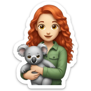 Red hair girl with her koala sticker