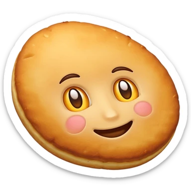 oval potato cutlet, crispy golden brown, simple emoji style sticker
