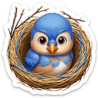 a small teacher bluebird in a nest sticker