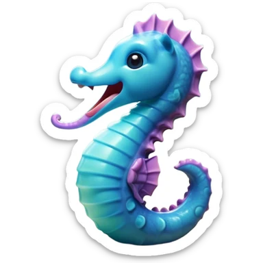 Cinematic Cute Yawning Sea Horse Portrait Emoji, Head tilted slightly with a dramatic, wide-open yawn, showcasing a petite, elegantly curved seahorse with a softly drooping tail and sleepy, half-closed eyes, Simplified yet irresistibly adorable features, highly detailed, glowing with a soft, cozy aquatic glow, high shine, relaxed yet expressive, stylized with a dash of whimsical marine charm, soft glowing outline, capturing the essence of a drowsy yet affectionate seahorse that appears ready to stretch out for a nap! sticker
